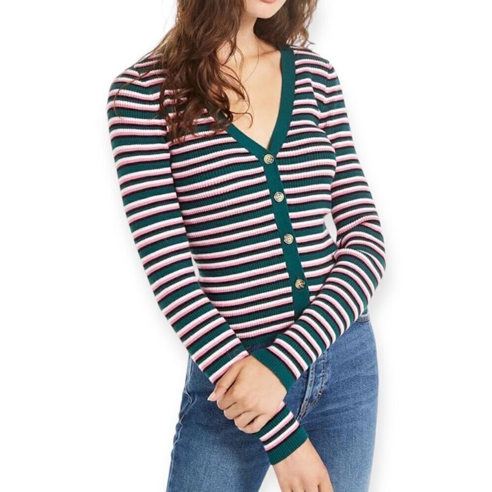 NWT Ultra Flirt Cropped Ribbed V Neck Cardigan - Small